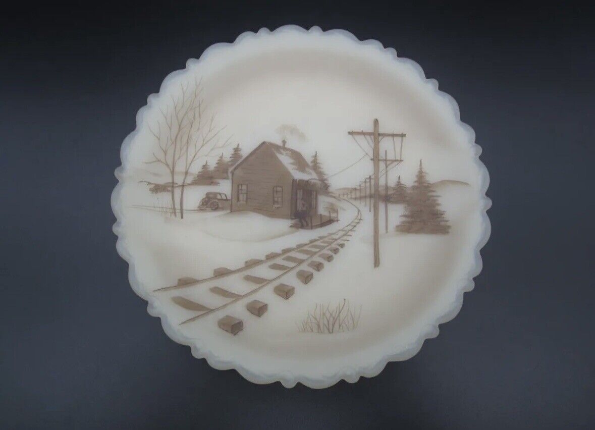 FENTON ART GLASS Down By the Station 8” Plate