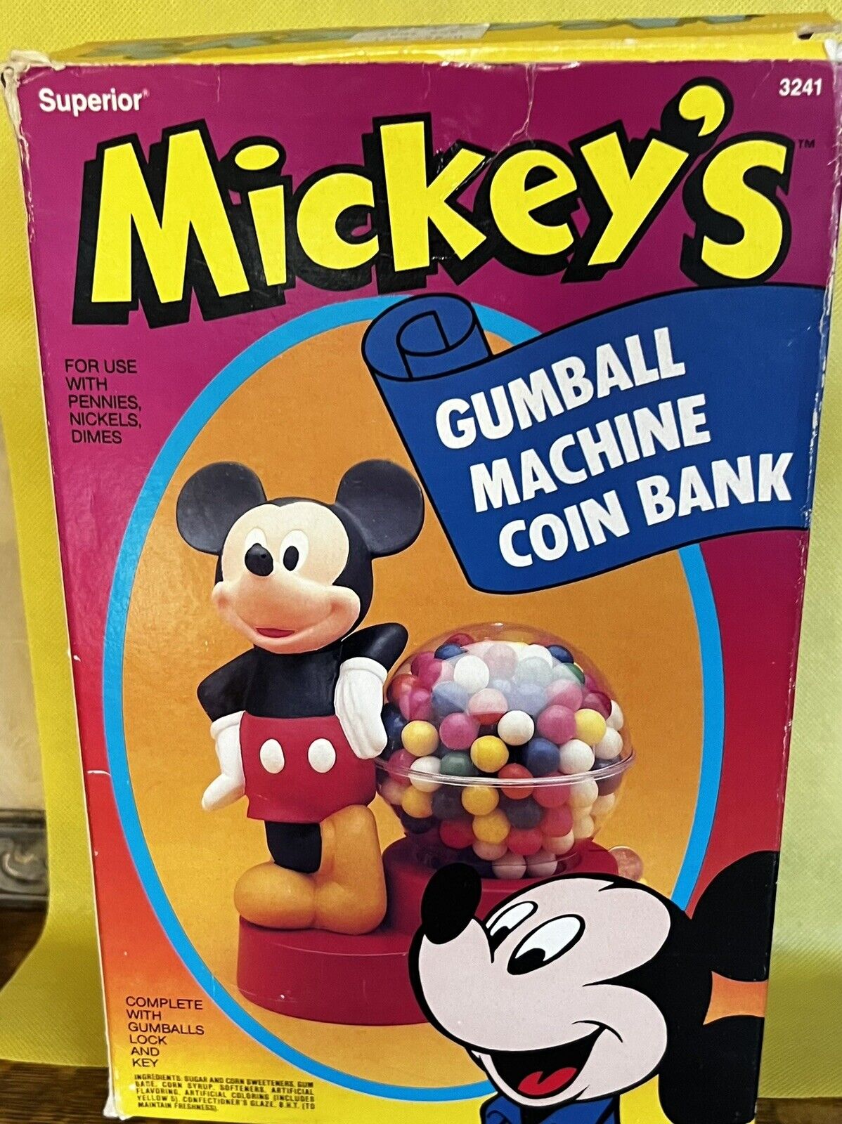 Vintage Mickey Mouse Gumball Machine 8.5