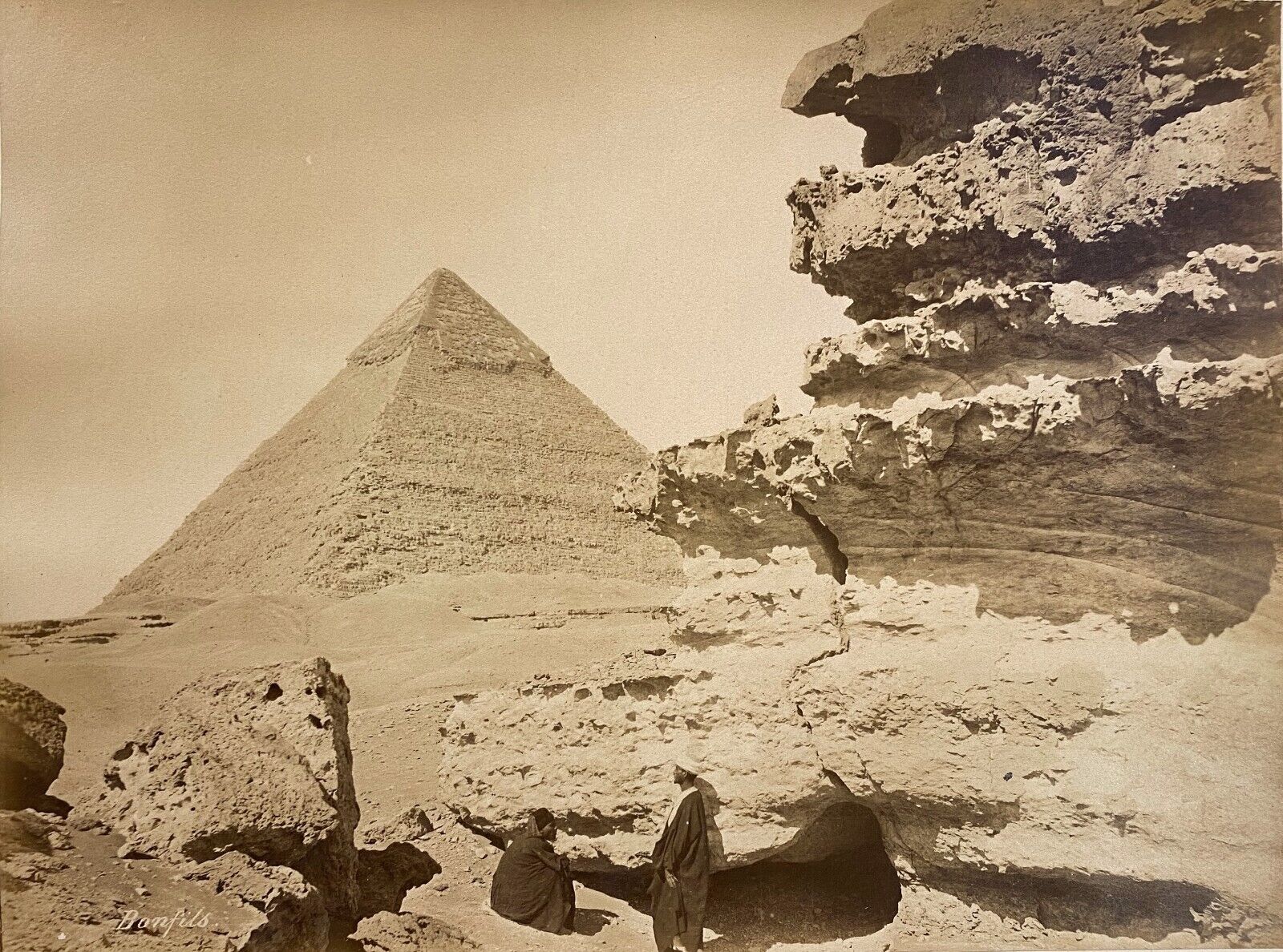 Felix BONFILS Pyramid of Khephren signed c.1870 vintage albumin print photo