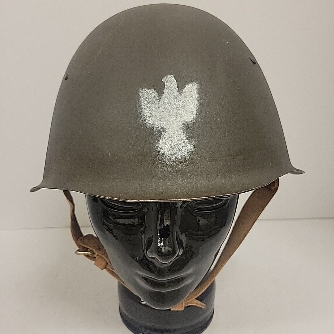 Vintage Czech M53 Steel Combat Helmet Cold War? Czechoslovakia With Chin Strap