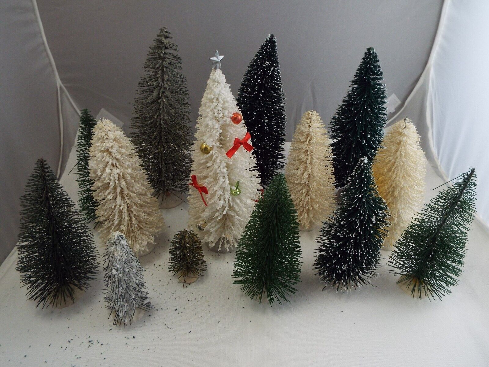 14 pcs Village Railroad Christmas Miniatures Evergreen Trees