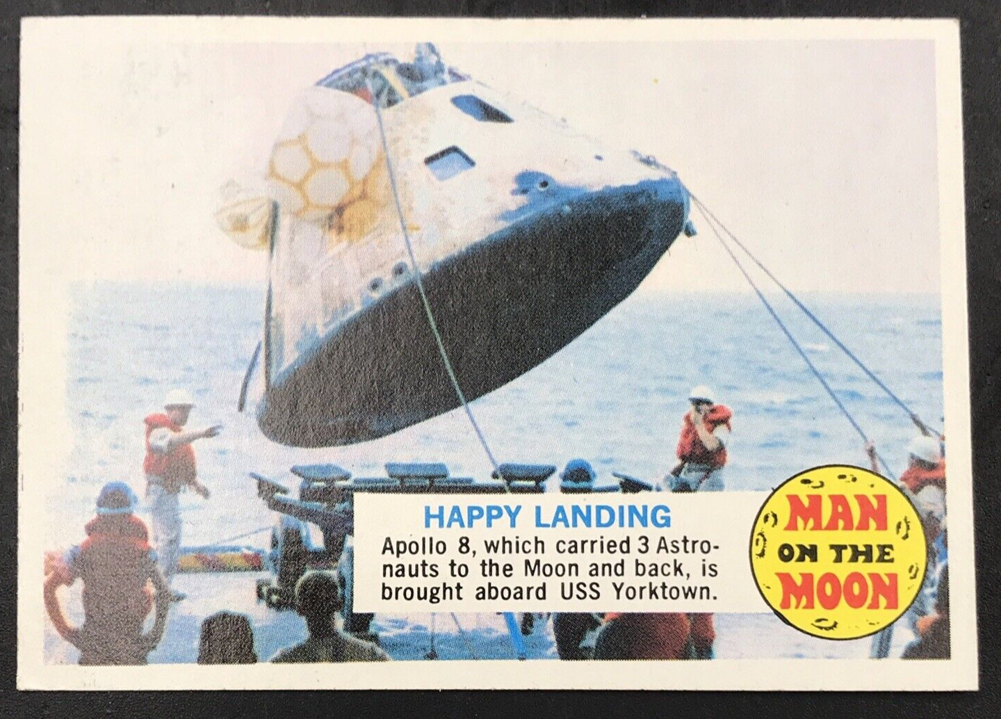 Vintage 1969 Topps Man On The Moon #3A Happy Landing Apollo 8USS Yorktown EX