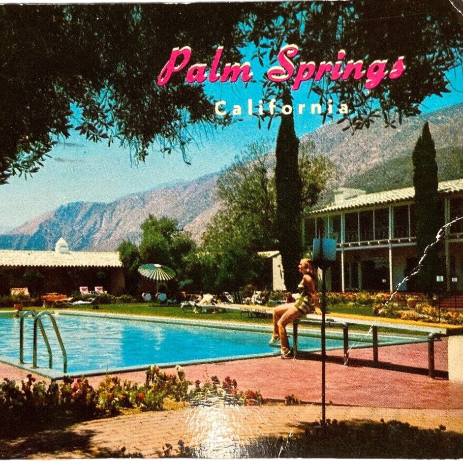 Postcard CA Palm Springs Greetings from Howard Manor Hotel Swimming Pool 1956