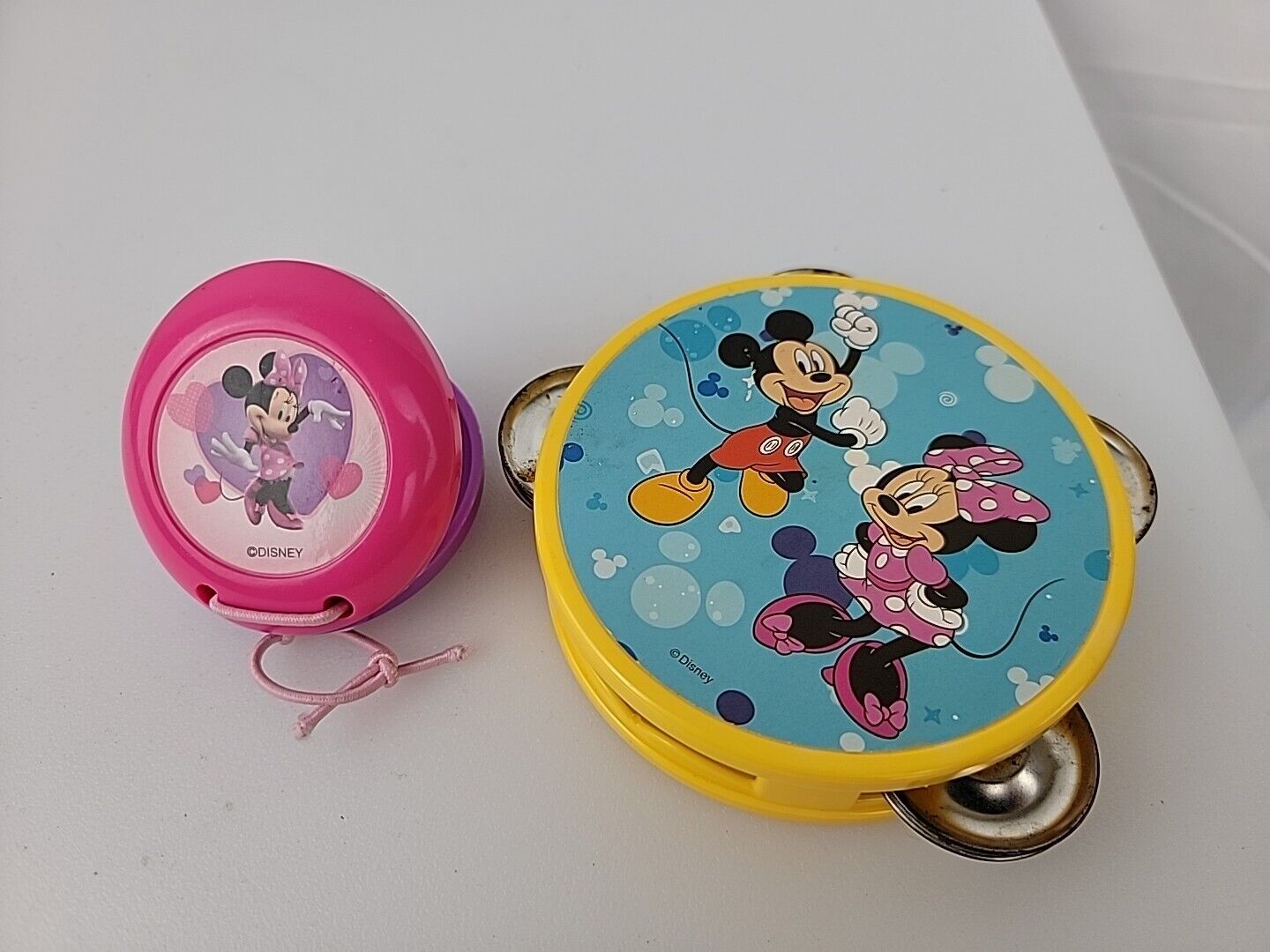 Disney Mickey And Minnie Mini  yellow tambourine And Castanet 