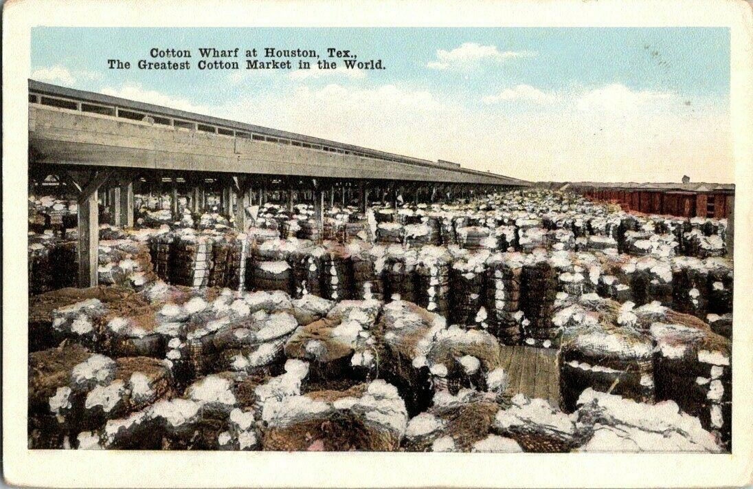 1918. COTTON WHARF AT HOUSTON, TX. POSTCARD. EP25