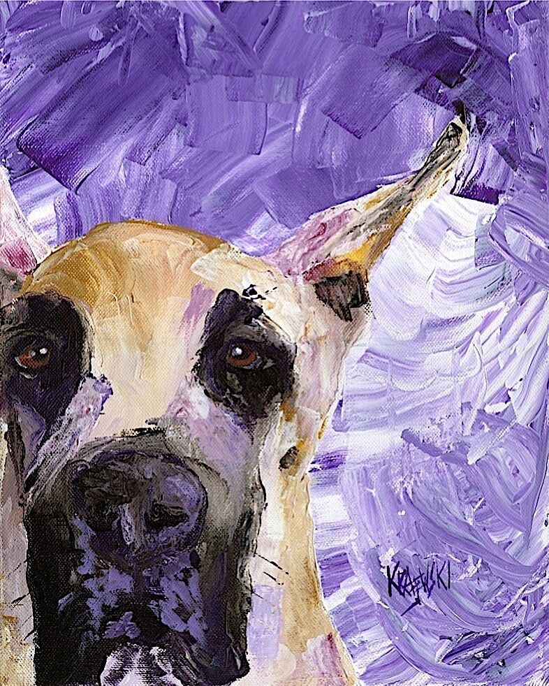 Great Dane Art Print From Painting | Fawn Gifts, Poster, Picture, Wall Art, 8x10