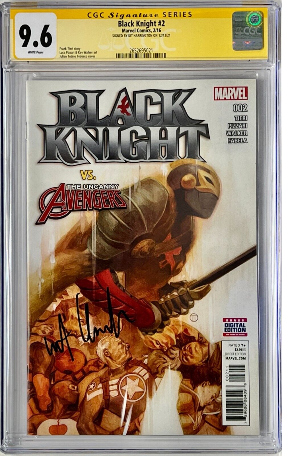 CGC Signature Series Graded 9.6 Marvel Black Knight #2 Signed by Kit Harington