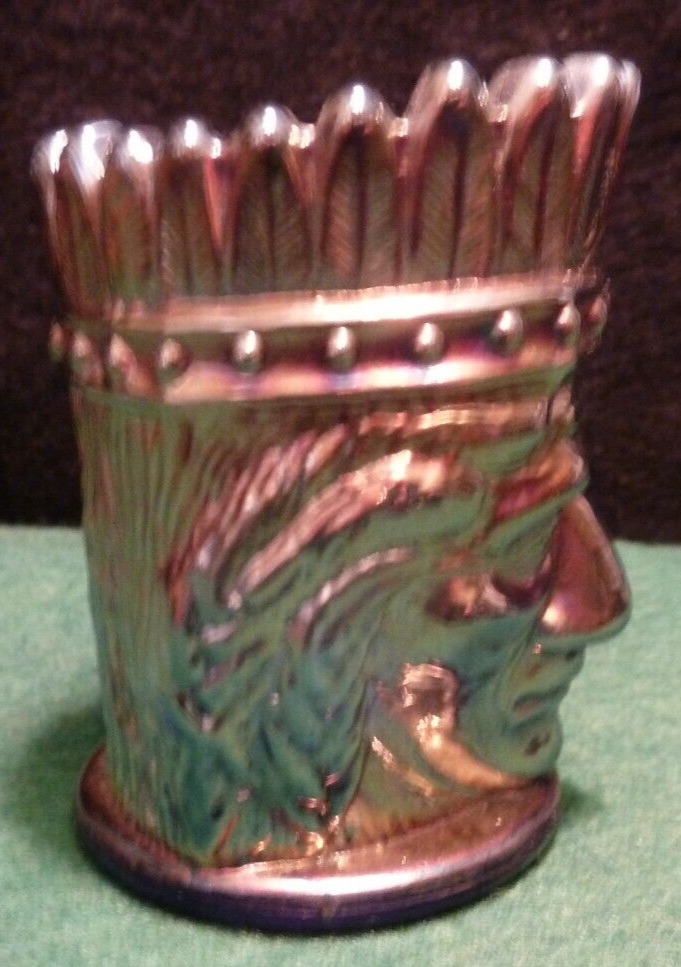 Vintage Carnival Glass Indian Head Toothpick Holder