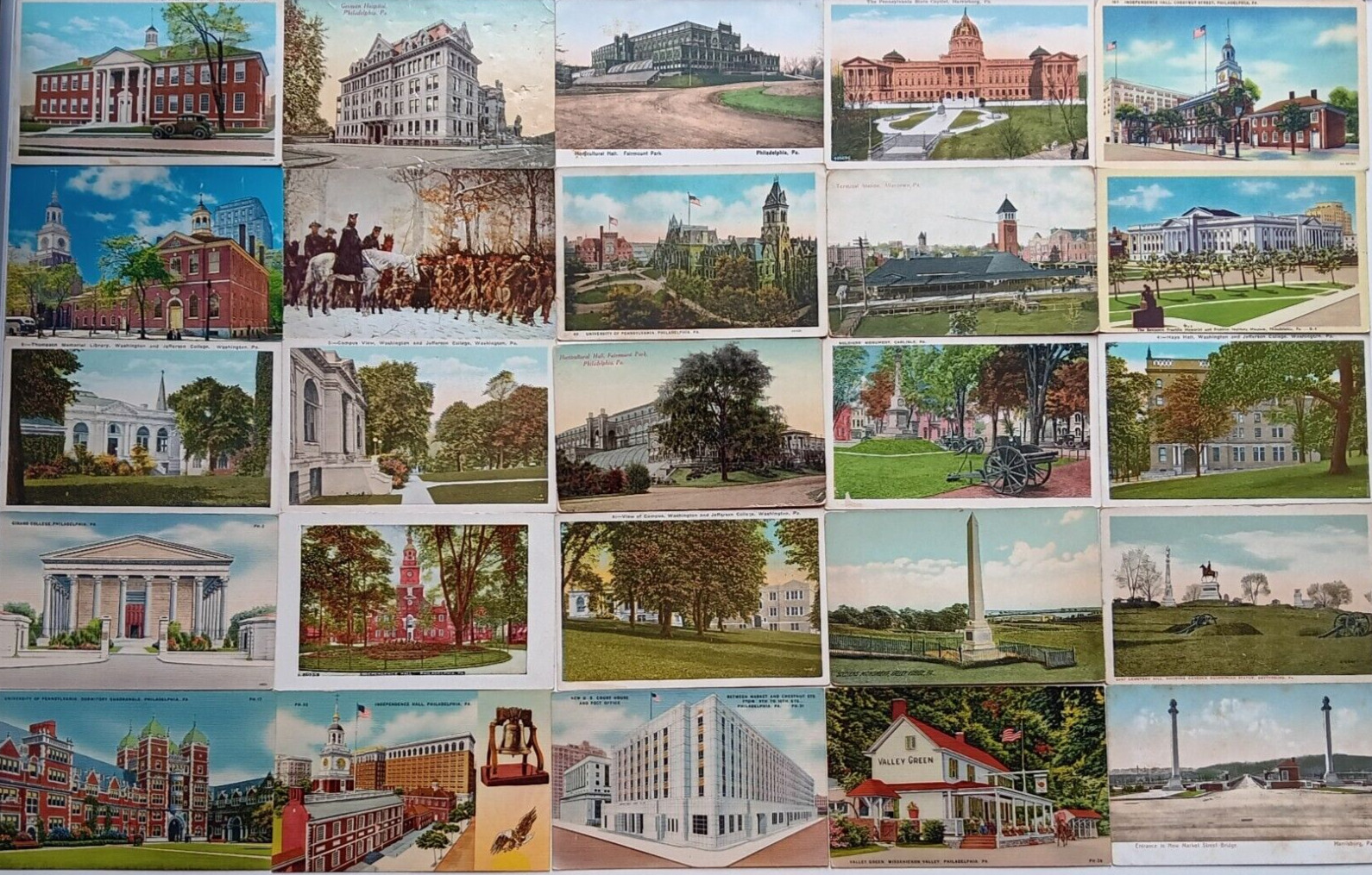25 Blank Antique Vintage Pennsylvania Postcards: Philadelphia Gettysburg Lot 17