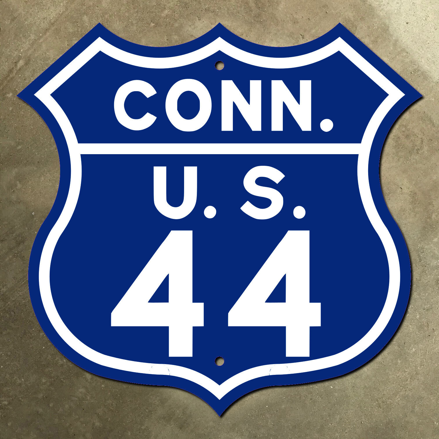 Connecticut US route 44 highway marker road sign shield 1957 blue Hartford