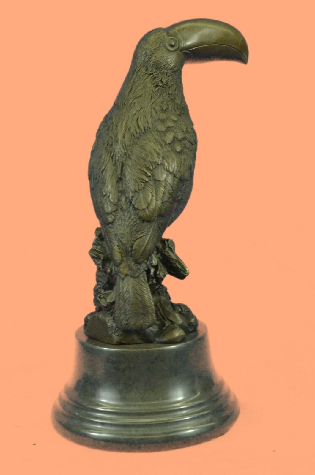 Bird Lover Collector Bronze Marble Statue Collectible Figurine Toucan Brazil Los