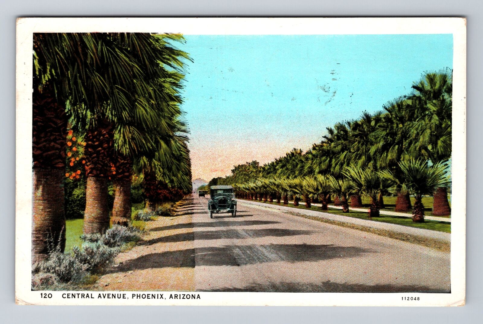 Phoenix AZ-Arizona, Central Avenue Scenic View, Antique, Vintage c1930 Postcard