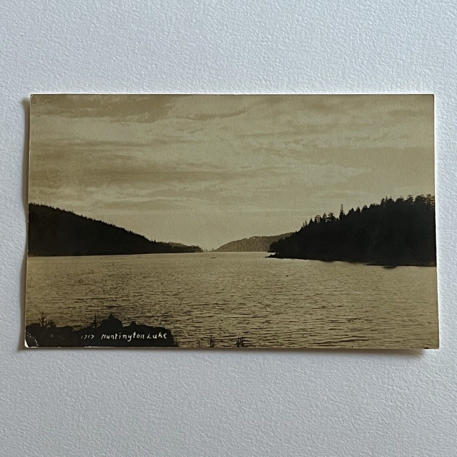 Vintage RPPC Real Photograph Postcard High Sierra Fishing Huntington Lake CA