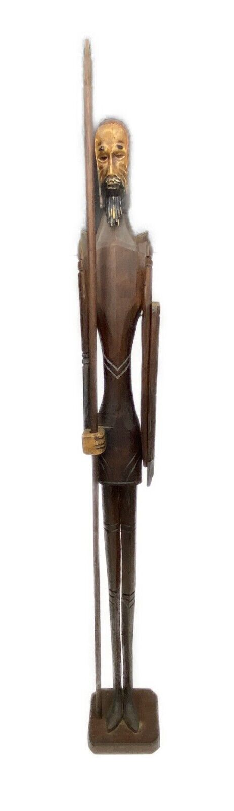 35” Don Quixote Carved Wood Watchman Guard Soldier Centurion Statue