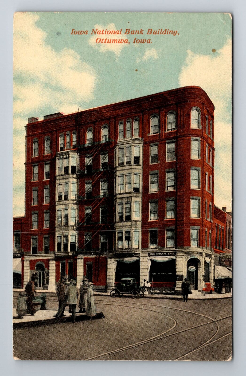 Ottumwa IA-Iowa, Iowa National Bank Building, Antique, Vintage Souvenir Postcard