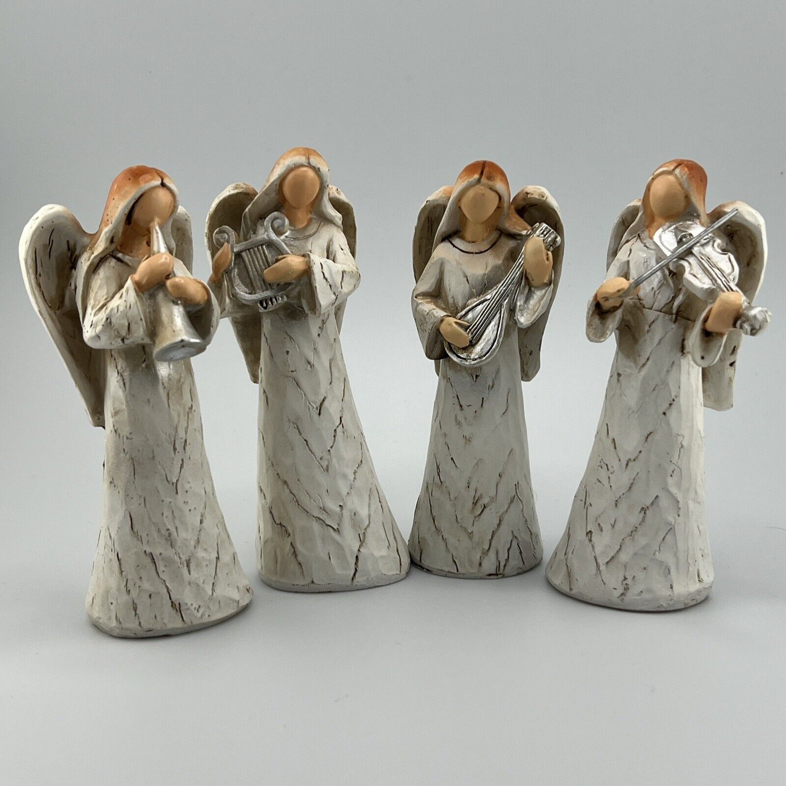 Mixed Lot Of 4- Quartet of angel figurines playing instruments- resin, 5\