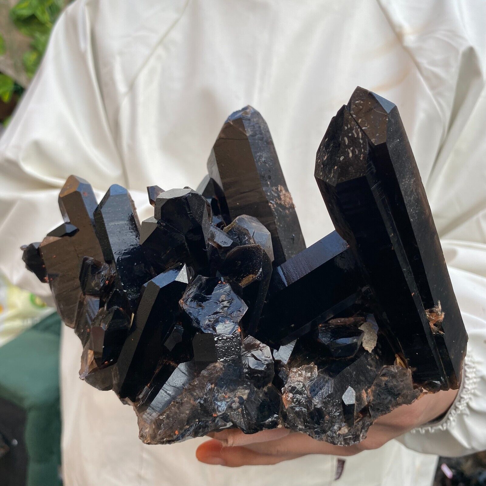 3.4lb Large Natural Smoky Black Quartz Crystal Cluster Raw Mineral Specimen