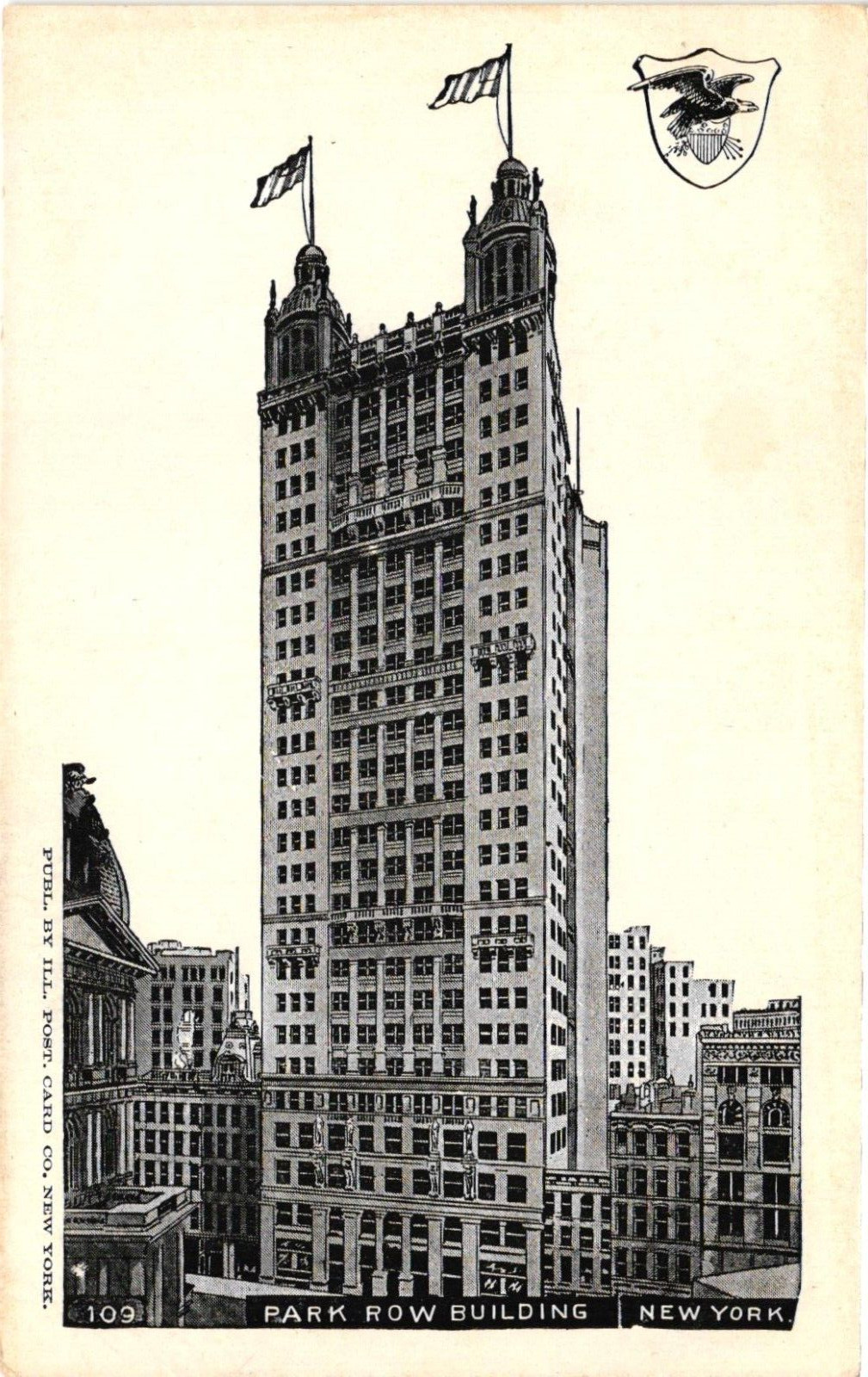 Vintage Postcard- 109. Park Row Building. New York. Unposted 1910.