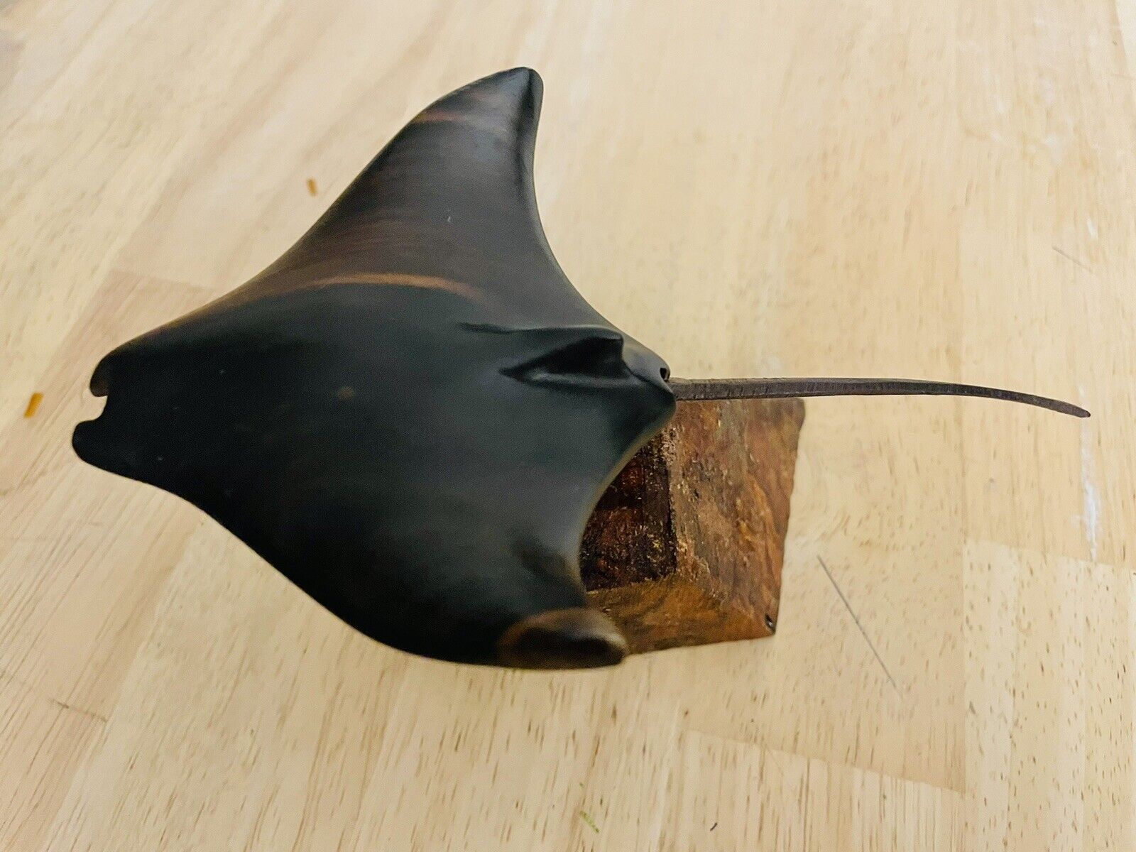 Vtg Noveltex Hand Carved Wood Manta Stingray Sculpture  Nautical