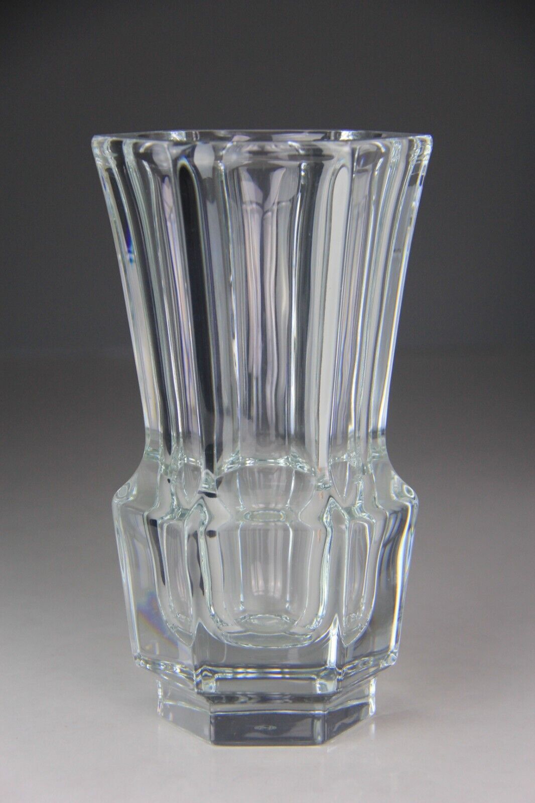 Elegant Mid Century Modern Large Cristal France Heavy Clear Crystal Glass Vase