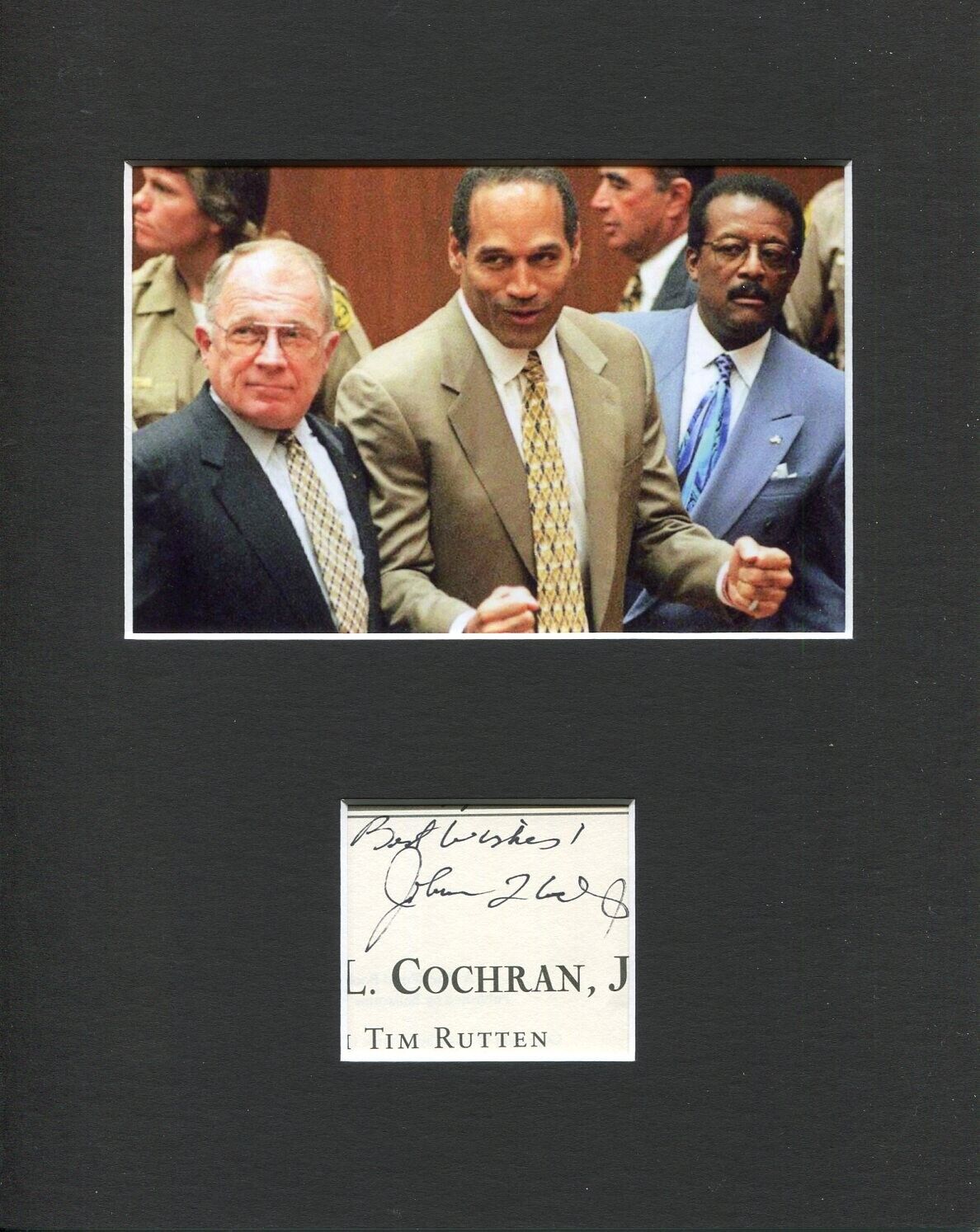 Johnnie Cochran OJ Lawyer Signed Autograph Photo Display W/ O. J. Simpson