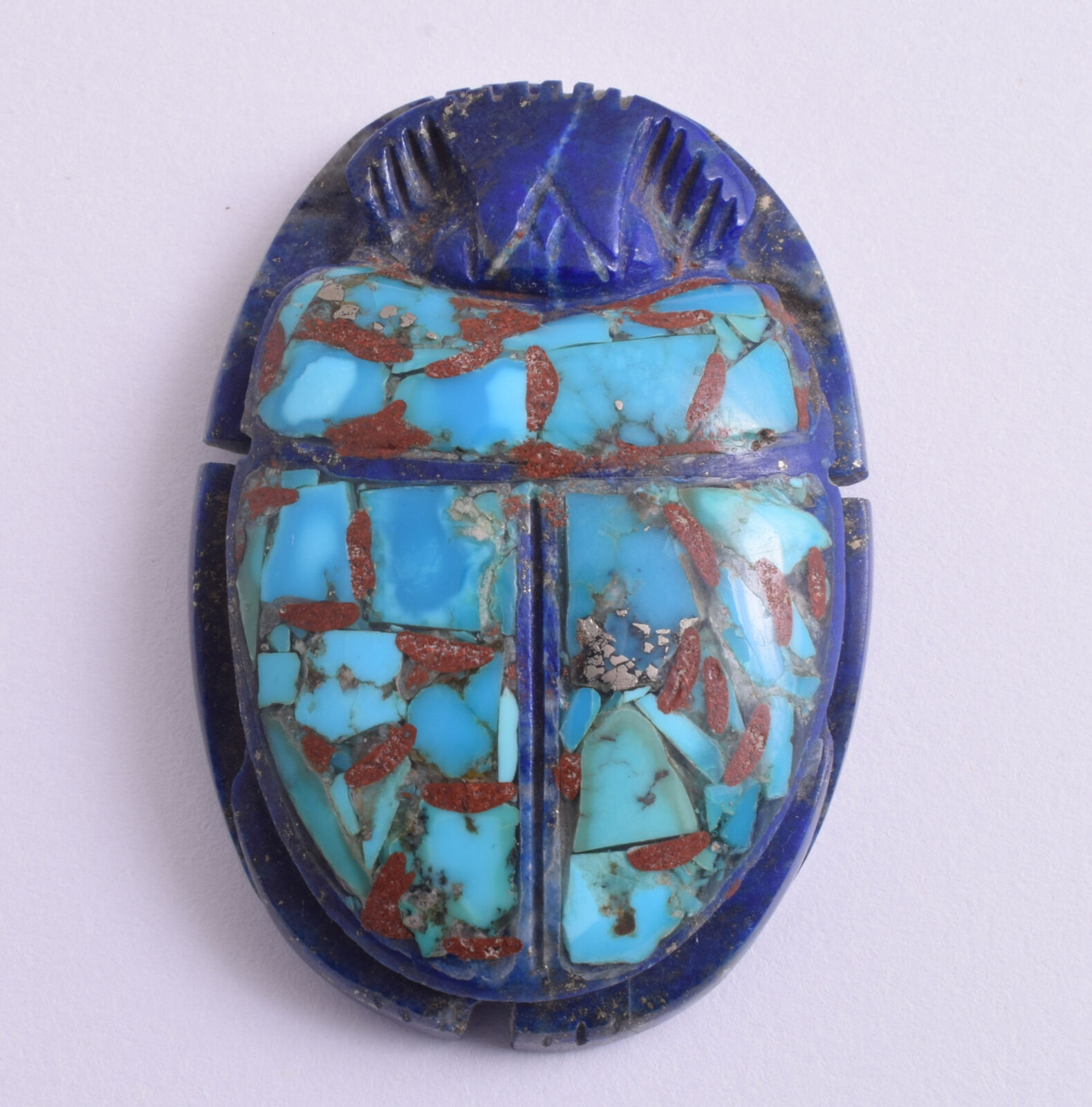 Egyptian Scarab-Carved Egyptian Lapis Lazuli - Turquoise Scarab- 2.4\