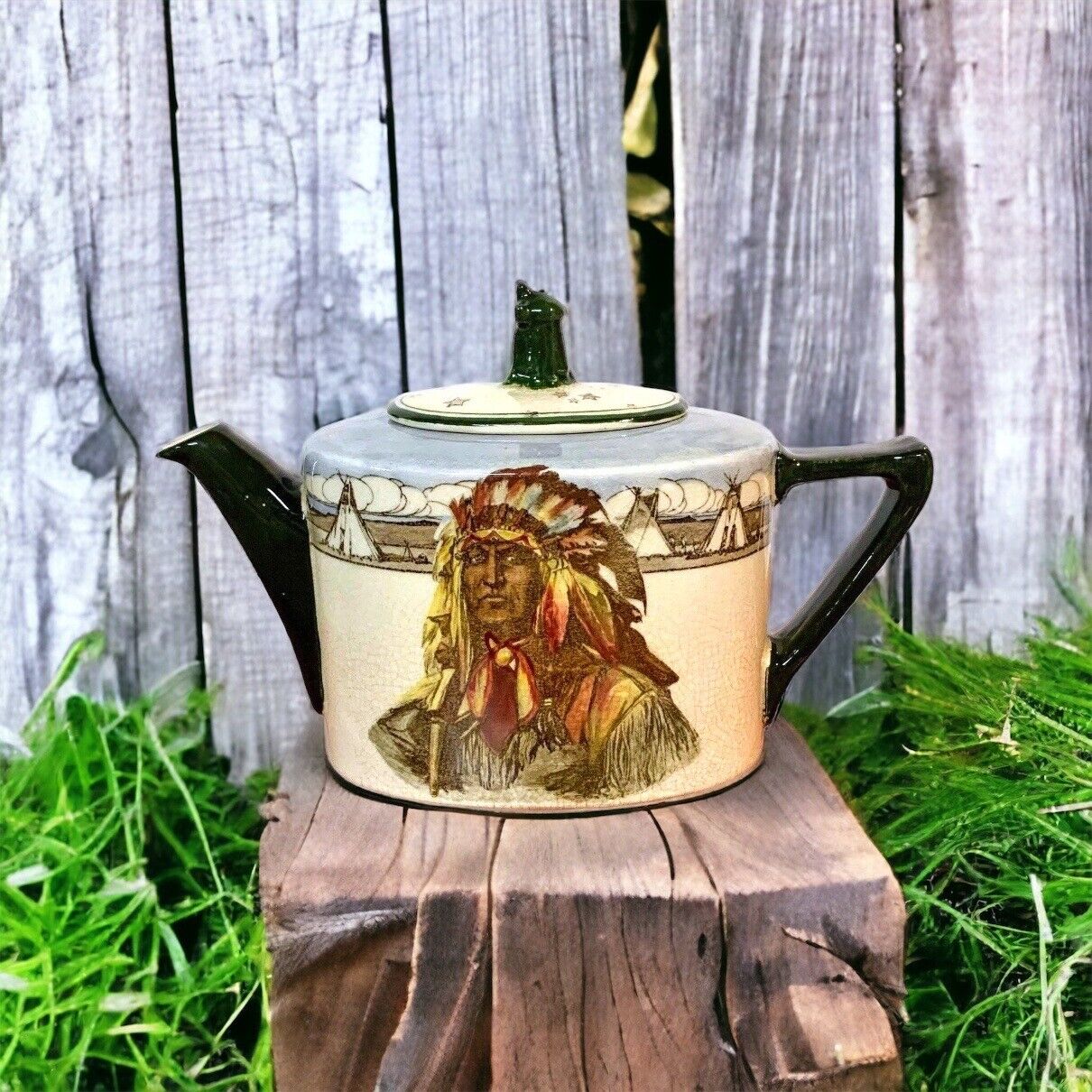 Antique Royal Doulton Hiawatha Teapot RARE Hard To Find Doulton Teapot Signed