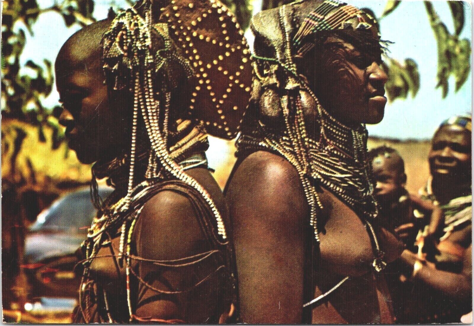 Topless Beautiful African Ladies Girl Postcard Risque Pinup tribe native Angola