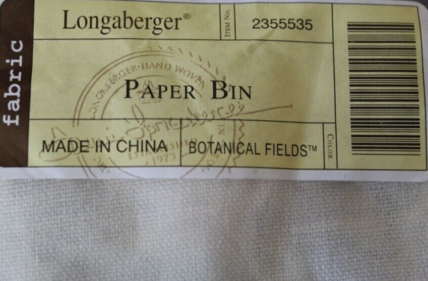 Longaberger Botanical Fields Sort & Store Paper Bin Basket with Metal Tab Liner