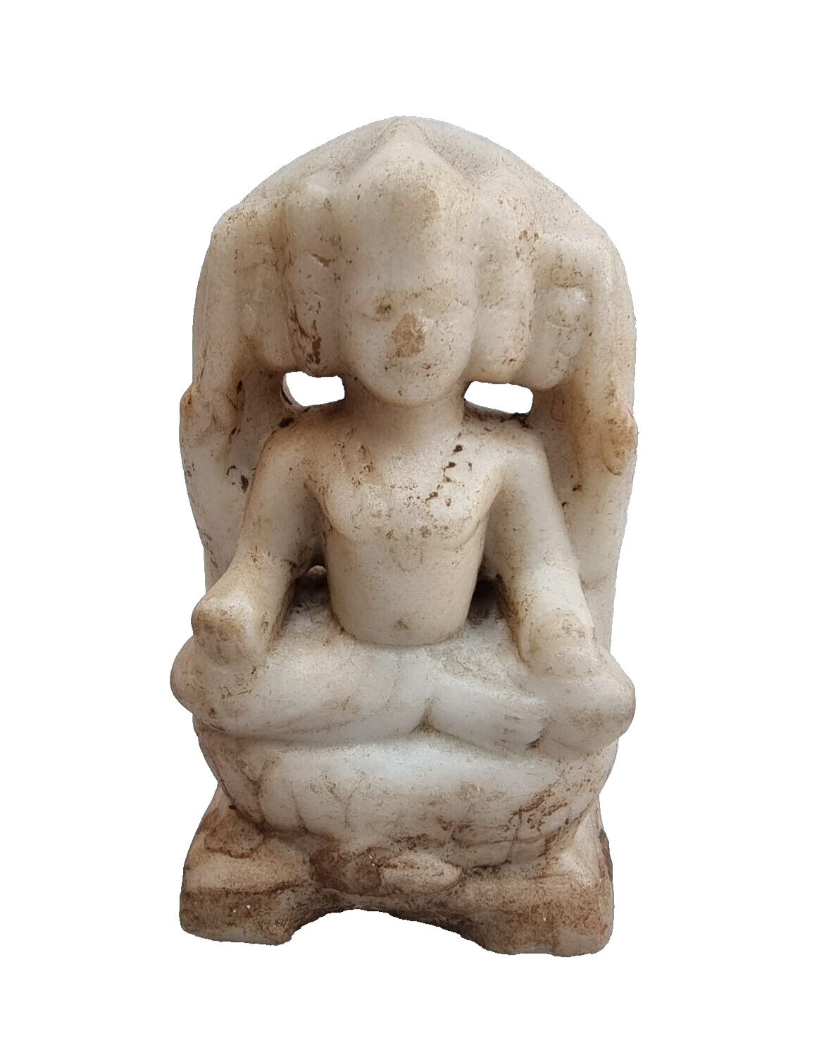 18'C Old Antique Vintage Marble Stone Hand Carved God Brahma Statue / Sculpture