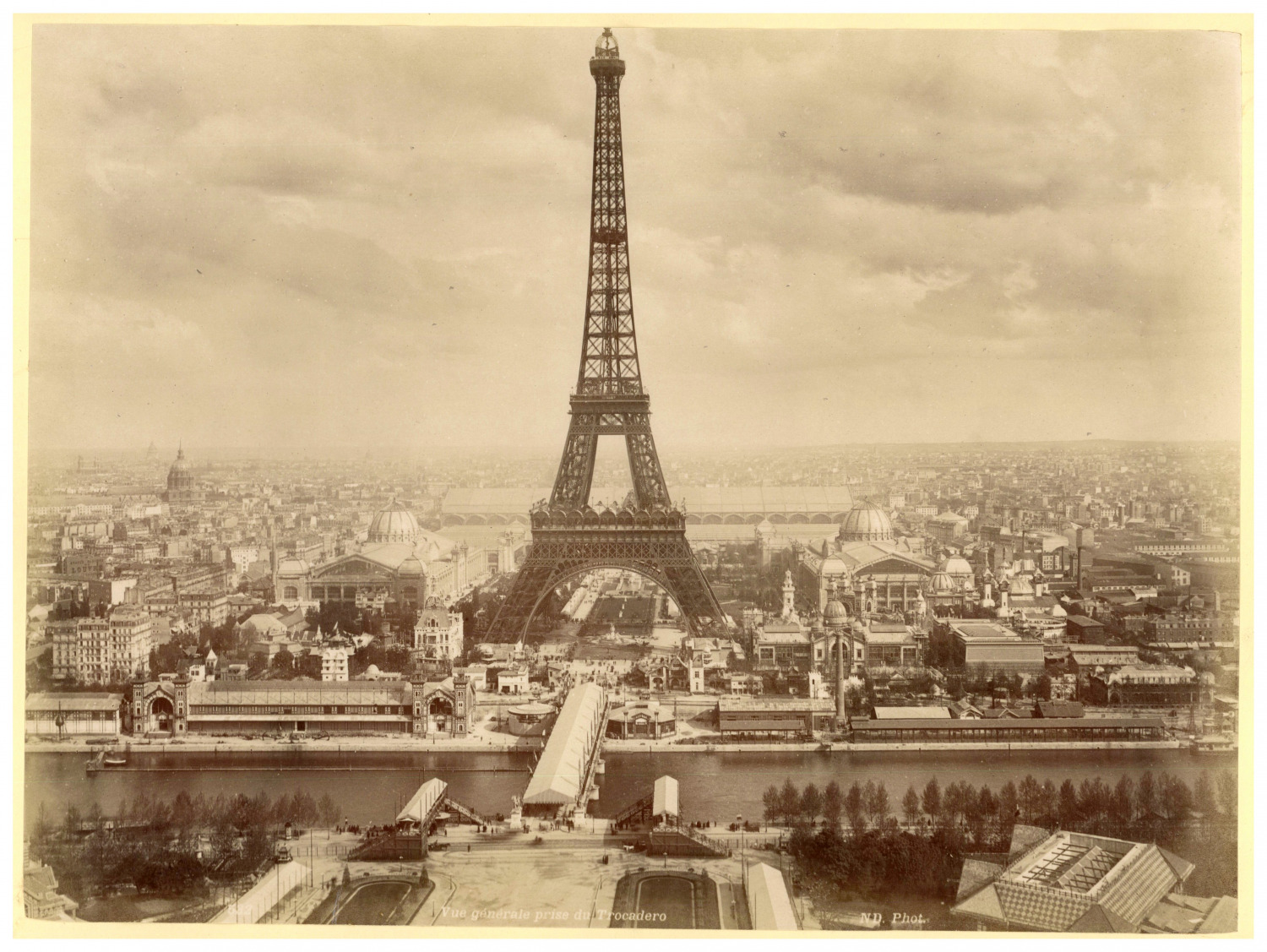 France, Paris, Vintage Eiffel Tower print, period print, albumi print