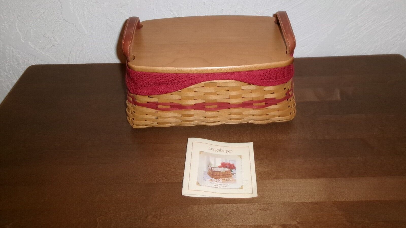 Longaberger Christmas Collection Basket Traditions Dowel Ribbon Woodcrafts Lid