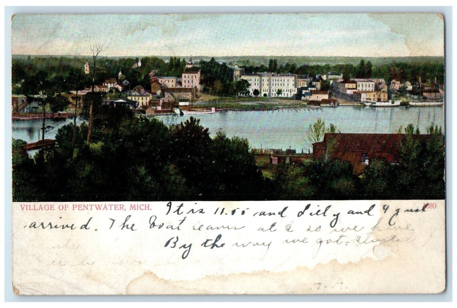 1906 Scenic View Village Of Pentwater Michigan MI Posted Antique Postcard