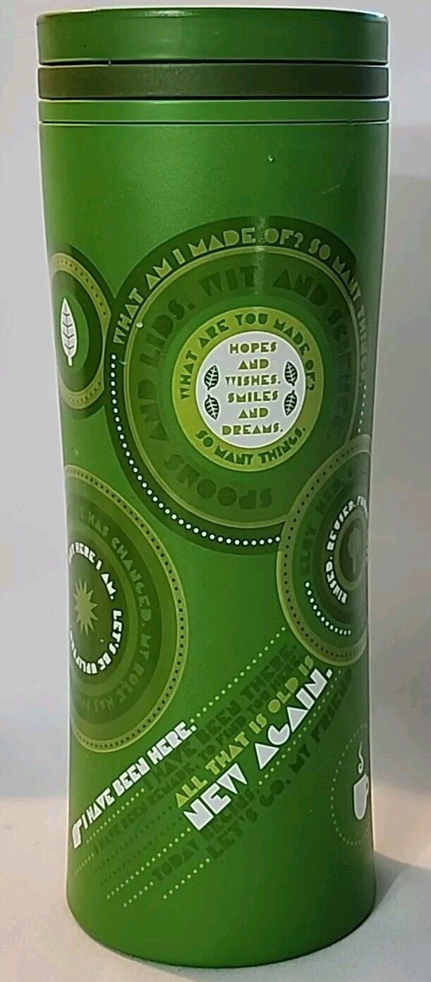 Starbucks 2010 Coffee Cup Tumbler Travel Insulated 16 oz Green 20% Recycle EUC 