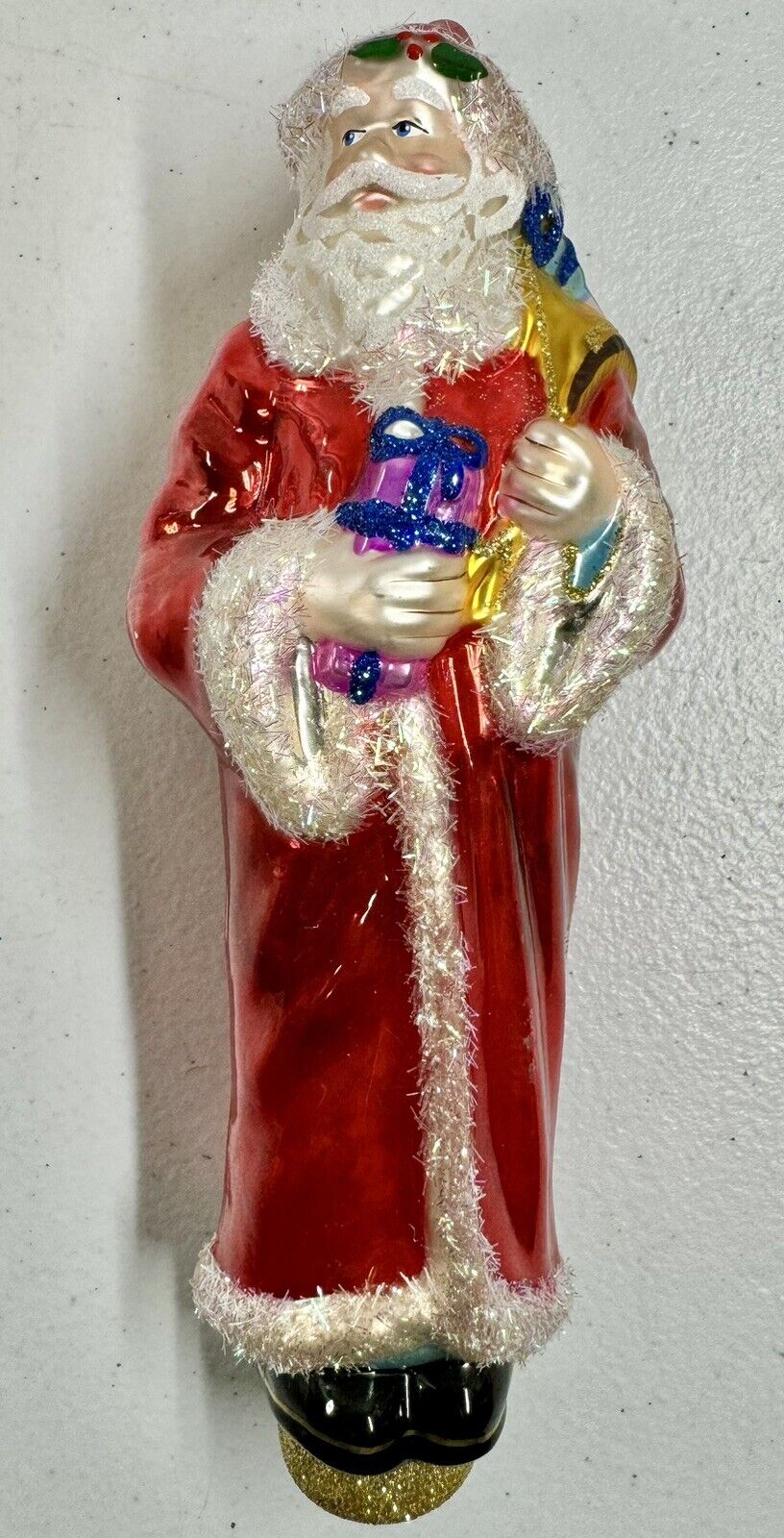 Spode Santa Claus Christmas Tree Topper 8.5” Blown Glass Ornaments Father