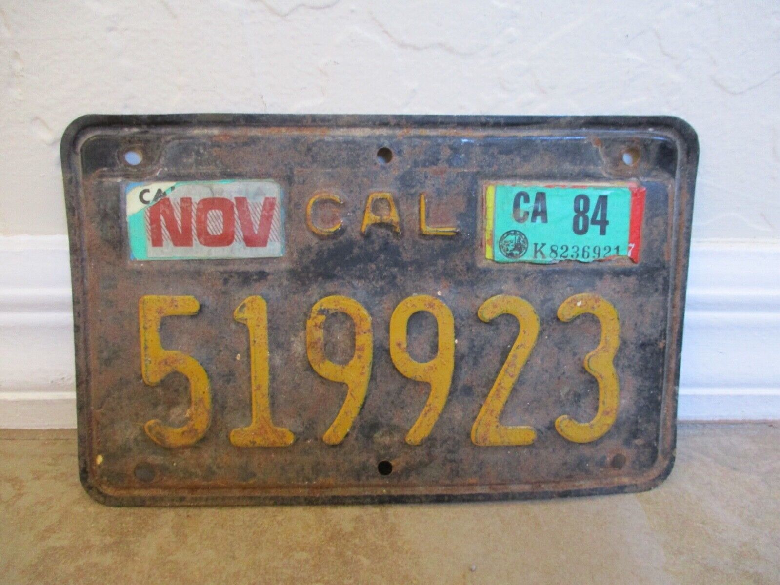 Vintage California 1963  Black / Yellow Motorcycle license plate