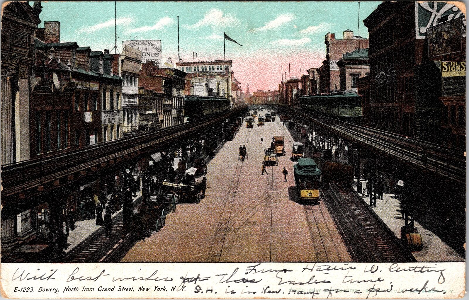 New York City NY, Bowery, North from Grand Street, Vintage Postcard