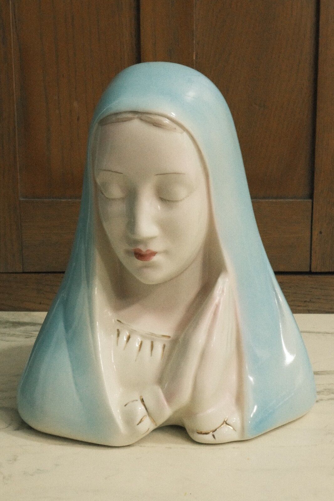 Vintage 1940s Virgin Mary Planter Vase Praying Hands Madonna 8 1/2\