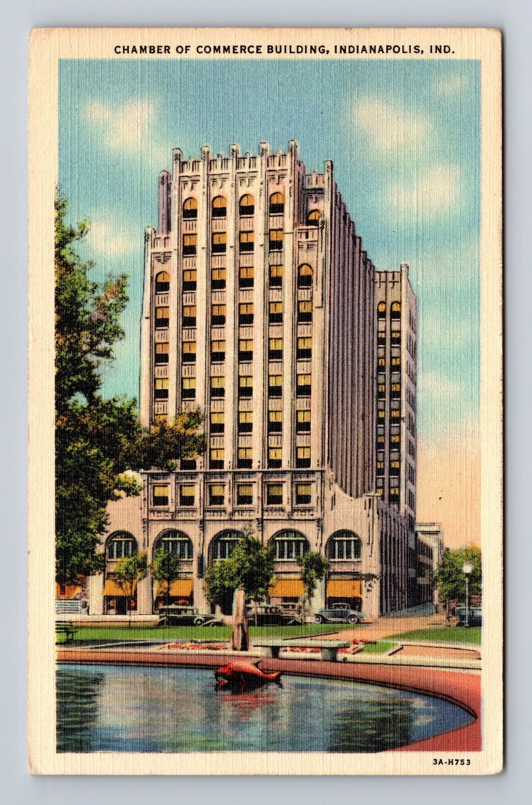 Indianapolis IN-Indiana, Chamber of Commerce Building, Vintage Postcard