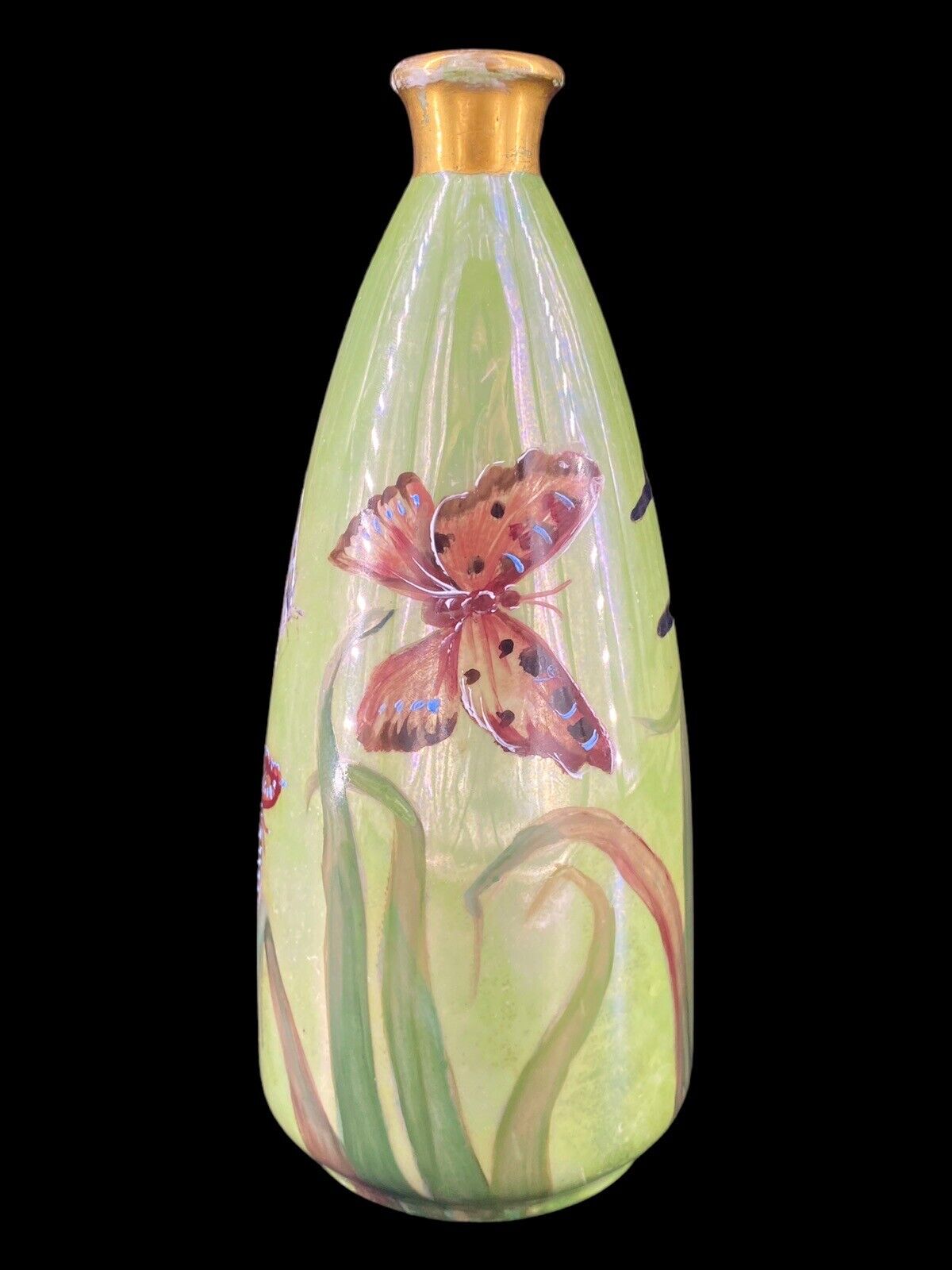 O&EG Oscar Edgar Gunthar Austria Hand Painted Porcelain Butterflies Bud Vase