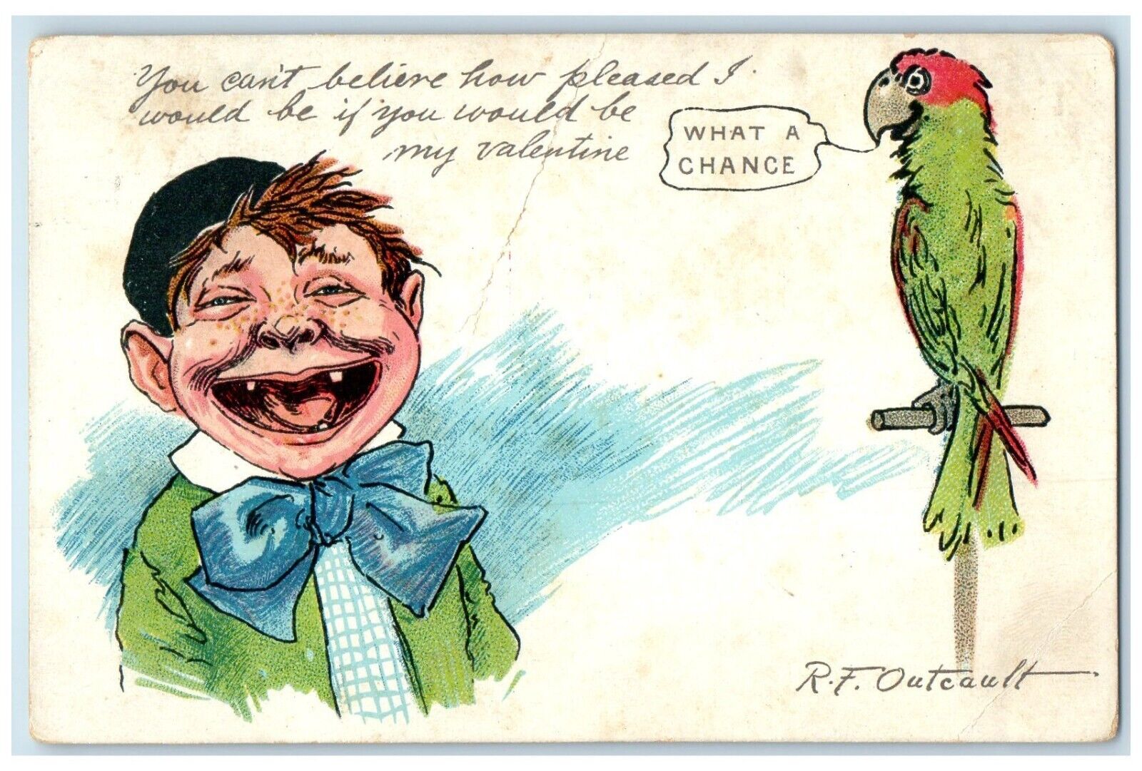 1908 Jolly Boy Parrott What A Chance Kansas City MO Outcault Tuck's Postcard