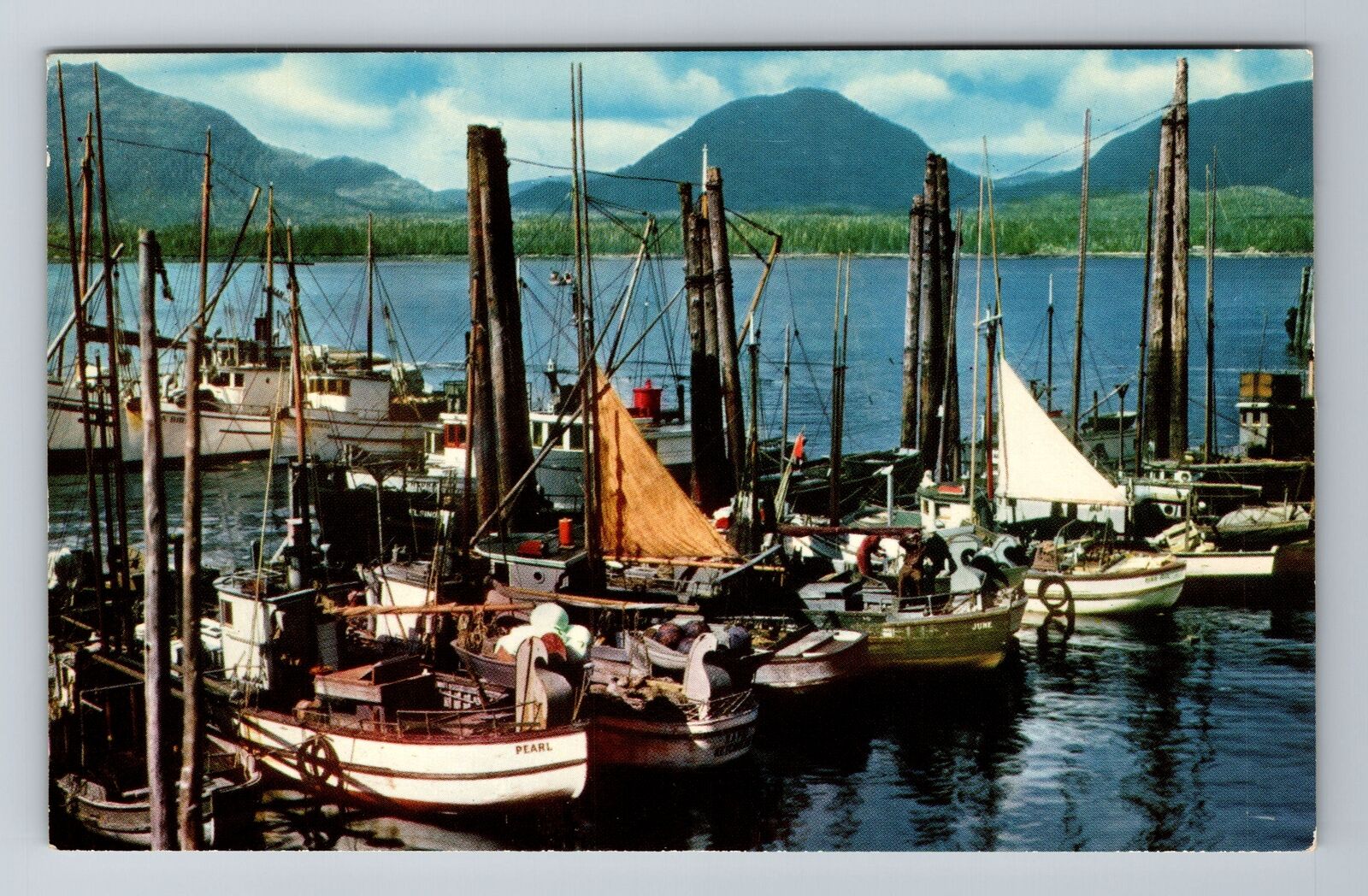 Ketchikan AK-Alaska, Fishing Fleet, Antique, Vintage Souvenir Postcard