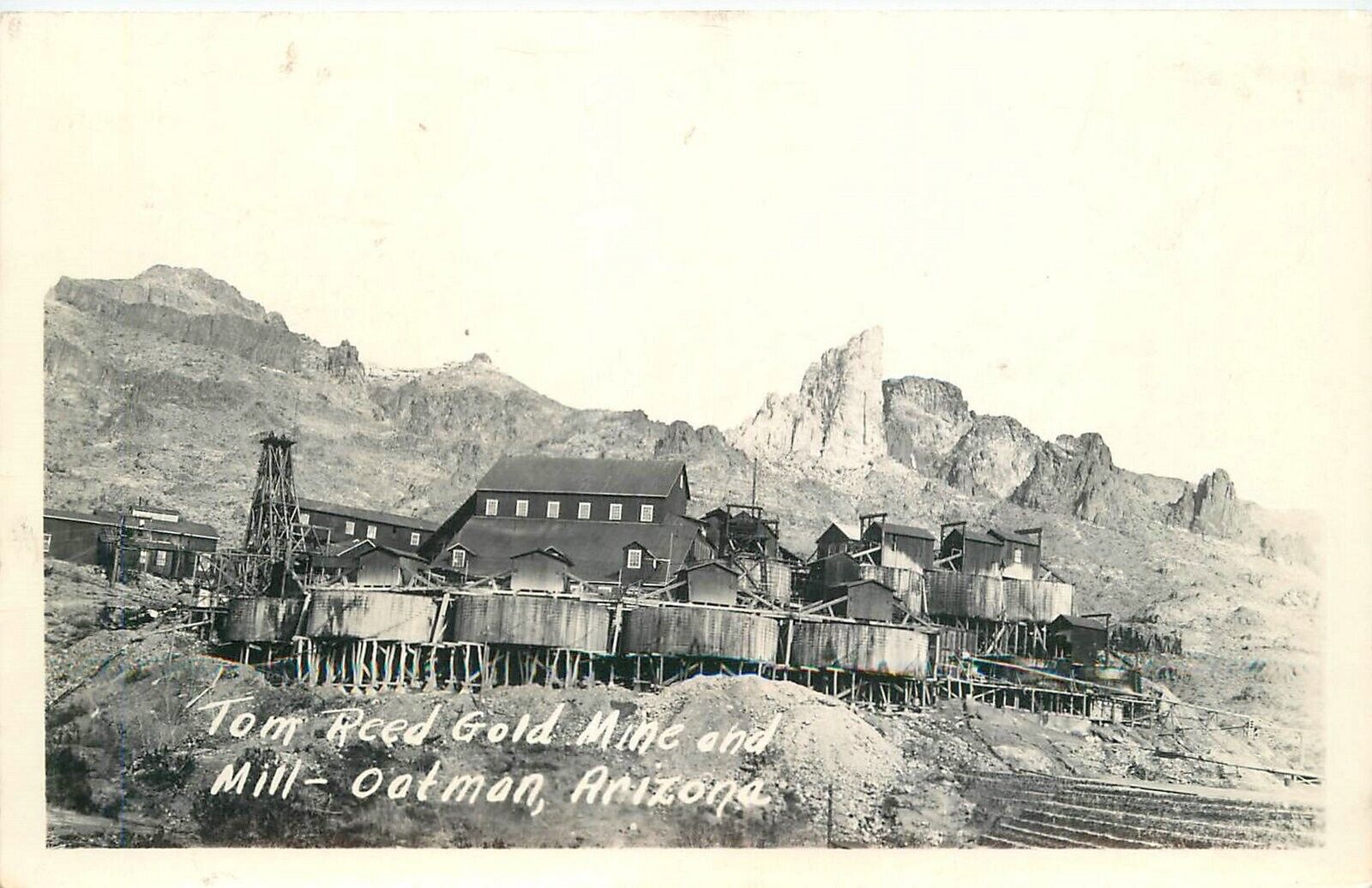 Postcard RPPC 1930s Arizona Oatman Tom Reed Gold Mine mining occupation 23-11163
