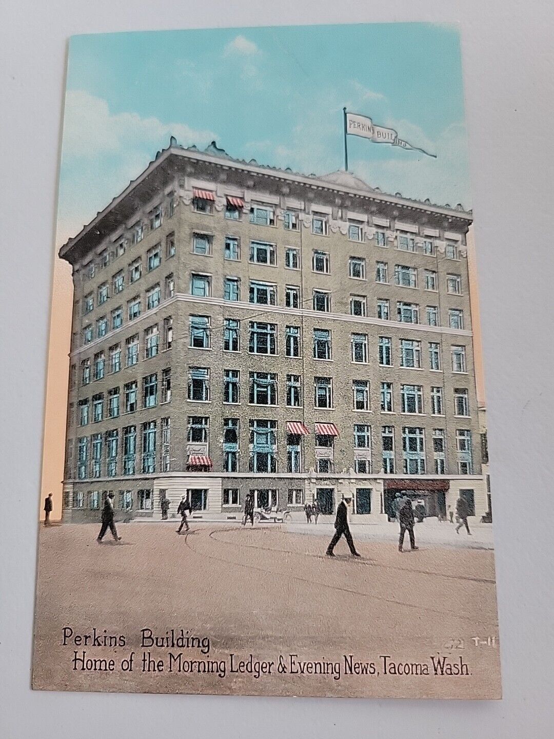 vintage postcard washington state Perkins building tacoma morning ledger news