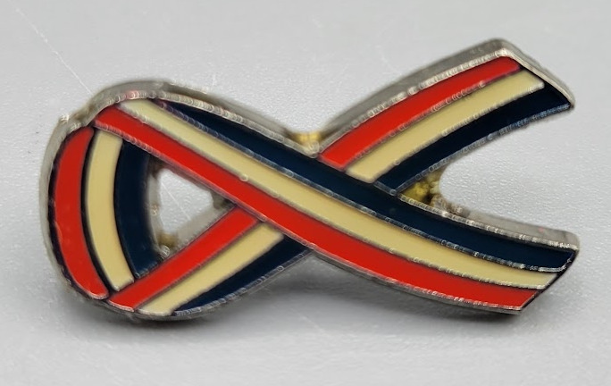 Vintage Enamel Ribbon American Flag Red White and Blue Lapel Pin Brooch