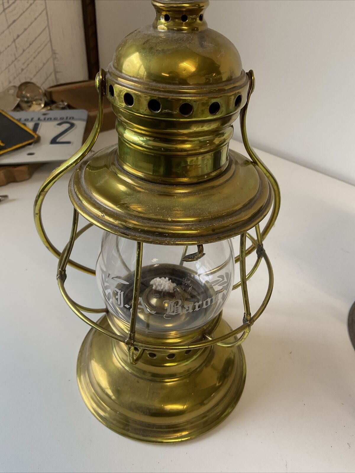 Rare Peter Grey &sons Presentation Lantern Marked J.A. BARON APPEARS TO BE UNFIR