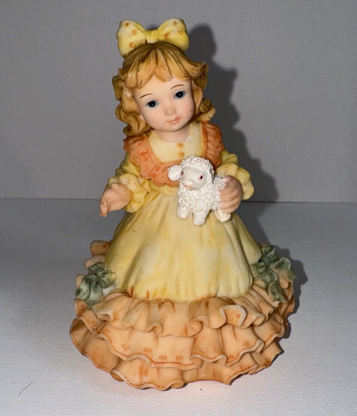 Rare Montefiori Collection Girl W/ Lamb Floral Figurine 5 In 1.2 Lbs Vintage