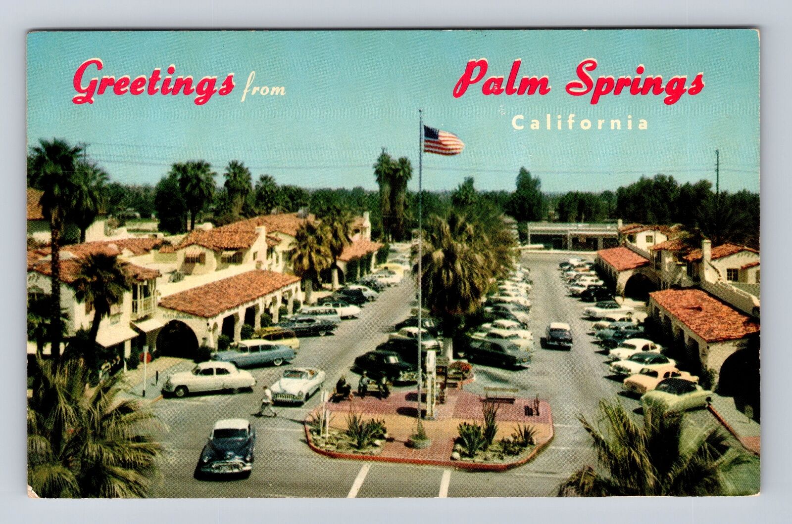 Palm Springs CA-California, Greetings Palm Springs Plaza, Vintage Postcard