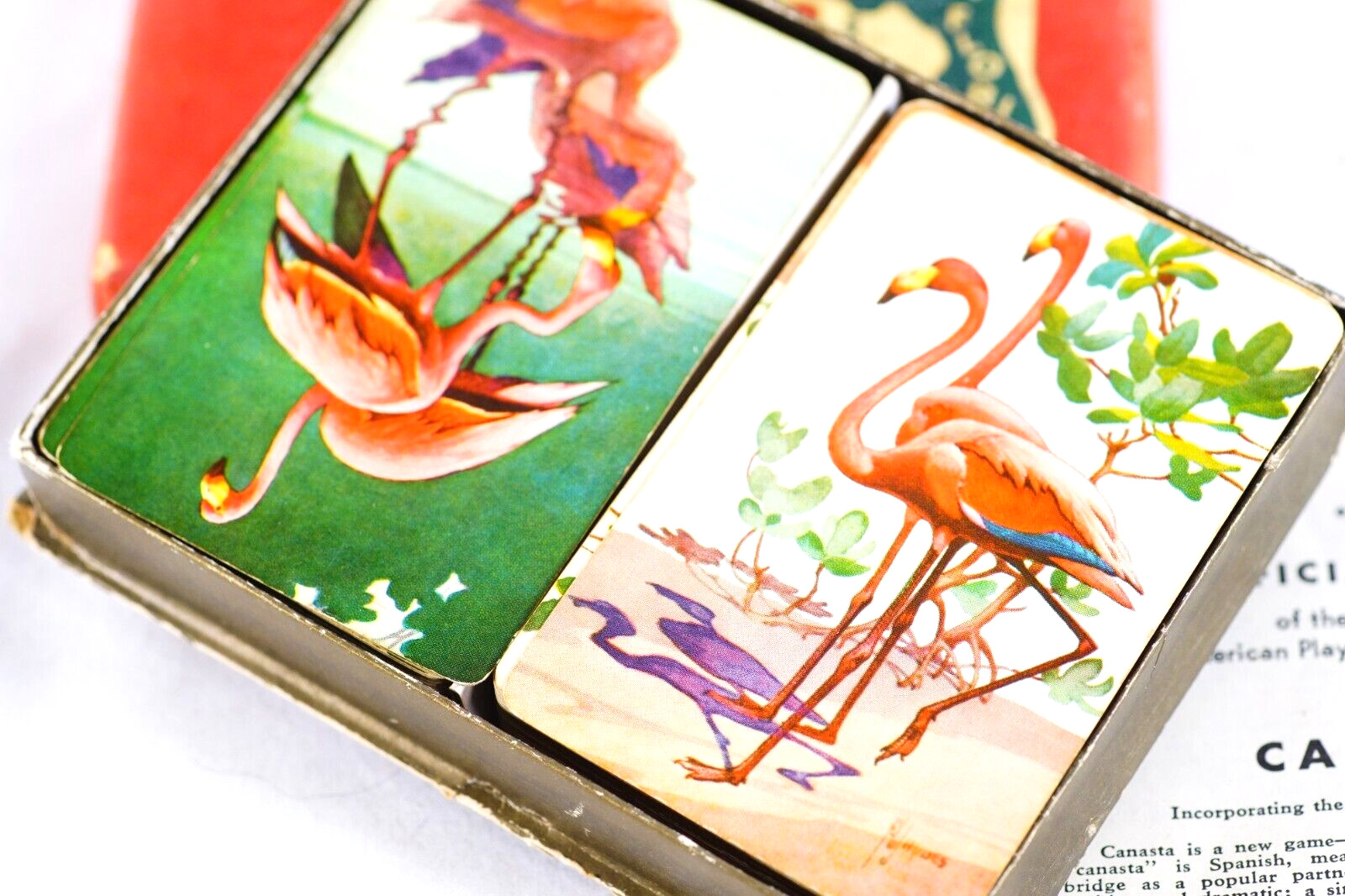 Pink Flamingos EE Fairchild Mid Century Dual Playing Cards Set Florida Souvenir