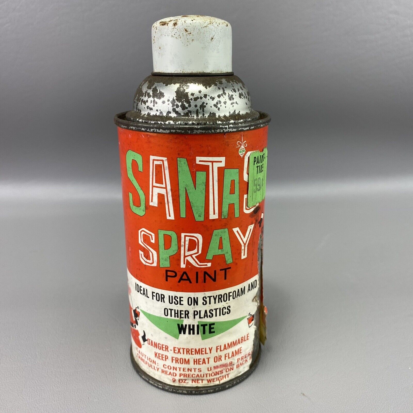 New Old Stock Vintage Santa's Spray Paint White Can Christmas Decoration NOS